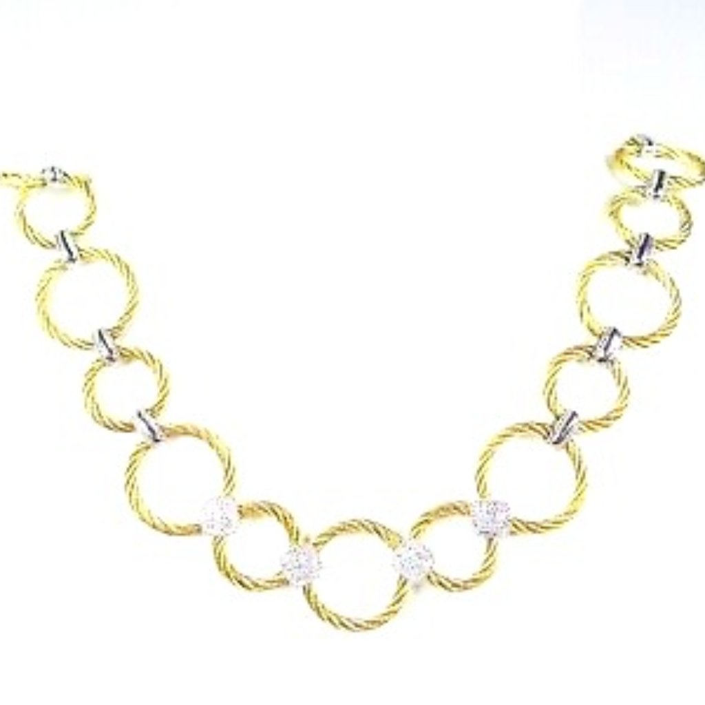 Alor 18k White Gold Stainless Steel And 025ct Pave Diamonds Necklace 855$